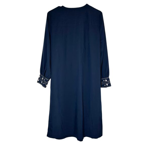 Chicos Dress Womens 1 Blue Pink Tunic Beaded Hippie Boho Peasant Coastal Resort - Picture 2 of 12